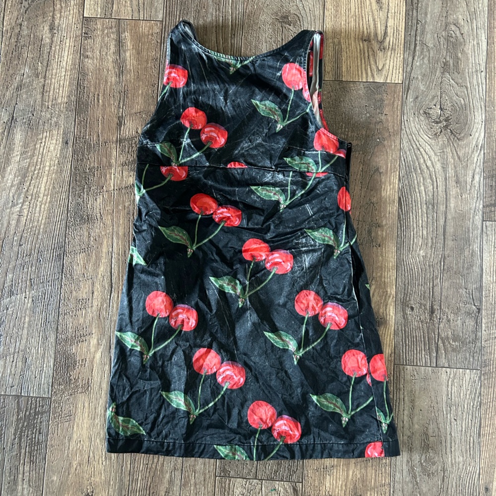 Black Dress with Red Cherry Print